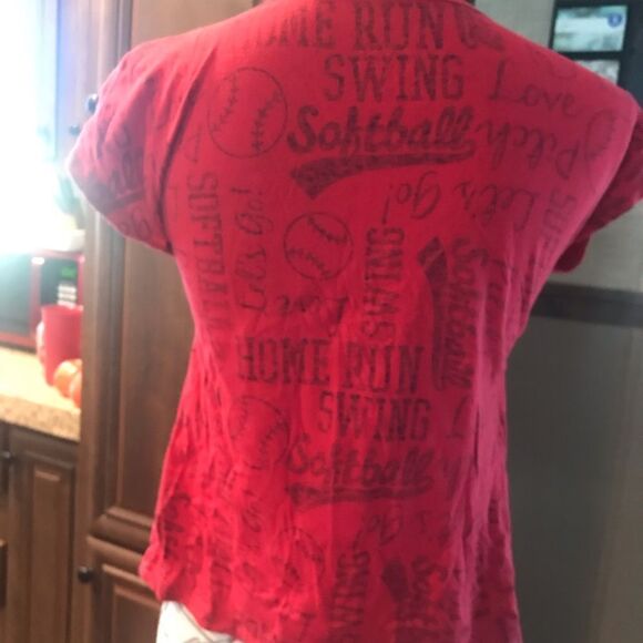 Justice Red Crop Top Softball Size 14 - Picture 7 of 11
